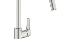 Baterie bucatarie Grohe Eurosmart, pipa inalta, supersteel - 30567DC0