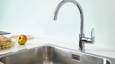 Baterie bucatarie Grohe Start Flow, cartus ceramic, pipa inalta, pivotanta, aerator, crom-31555001