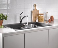 Baterie bucatarie Grohe Start, pipa medie, pivotanta, crom, furtunuri flexibile,model 2022-30530002 - 1