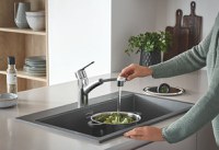 Baterie bucatarie Grohe Start, pipa pivotanta, 2 pulverizari, crom, furtunuri flexibile,model 2022- 30531001 - 1