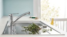 Baterie bucatarie Grohe StartEco, pipa joasa,crom, furtunuri flexibile-31685000