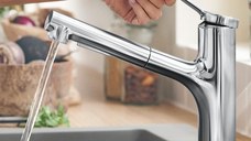 Baterie bucatarie Hansgrohe Zesis M33 150, dus extractibil, 2 jeturi, crom - 74800000
