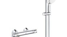Baterie cabina dus cu termostat, Grohe Grohtherm 500, set de dus inclus, crom,gama profesionala-34796001