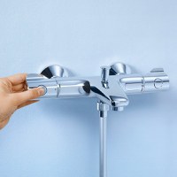 Baterie cada cu termostat Grohe Grohtherm 800, cartus termostatat, filtru impuritati, diverter, Crom-34567000 - 1