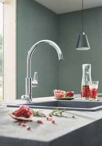 Baterie de bucatarie Grohe BauCurve Blue Pure,  monocomanda, pipa inalta, fara filtru, crom - 31723000 - 1