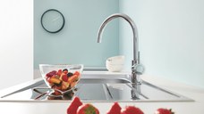 Baterie de bucatarie Grohe Start Classic, 3/8'' pipa inalta, pivotanta, cartus ceramic, monocomanda, crom - 31553001