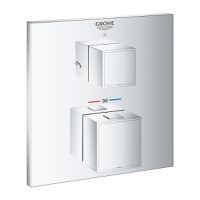 Baterie dus termostatata Grohe Grohtherm Cube, montaj incastrat, 2 iesiri, crom - 24154000 - 1