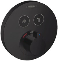 Baterie dus termostatata Hansgrohe Shower Select S cu montaj incastrat si 2 iesiri, negru mat - 15743670 - 1