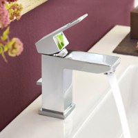 Baterie lavoar Grohe Eurocube, marimea S, cartus ceramic, set evacuare cu tija, aerator, marimea S, Crom-23127000 - 1