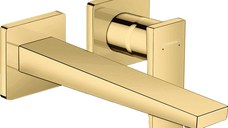 Baterie lavoar Hansgrohe Metropol de perete, pipa 225 mm, fara ventil, polished gold optic - 32526990