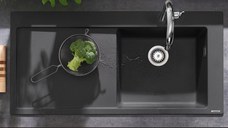 Chiuveta bucatarie Hansgrohe S514-F450 SilicaTec 450, 51x105x19cm, picurator stanga, graphite black - 43314170