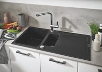 Chiuveta Quartz composite Grohe K500, 2 cuve, montare pe blat, negru - 31646AP0 - 1