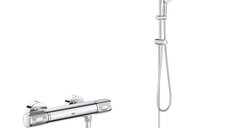 Coloana cabina dus termostat Grohe Grohtherm Performance, palarie 200mm, para de mana 3 tipuri de jet( 34776000,27389002)