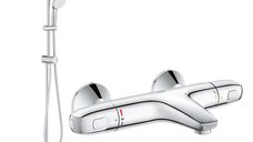 Coloana dus Grohe New Tempesta 200,crom,montare pe perete, baterie cada cu dus termostat Grh 1000 (27389002, 34155003)