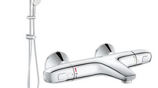 Coloana dus Grohe New Tempesta 200,crom,montare pe perete, baterie cada cu dus termostat Grh 1000 (27389002, 34155003)