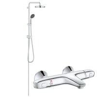 Coloana dus Grohe palarie 210 mm, crom, baterie cada/dus termostat Grohe 1000 (26382001,34155003) - 1