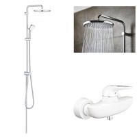 Coloana dus Grohe Tempesta 250+baterie cabina dus Grohe Eurostyle alb,maner decupat  (33590ls3,26675000) - 1