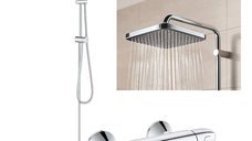 Coloana dus Grohe Vitalio palarie patrata 25 cm, baterie cabina dus termostat Grohtherm 1000 (34143003 ,26698000)
