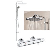 Coloana dus Grohe Vitalio palarie patrata 25 cm, baterie cabina dus termostat Grohtherm 1000 (34143003 ,26698000) - 1