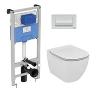 Pachet 4 in1 Ideal Standard Tesi, suspendat, SoftClose, Aquablade, alb - T387201 - 1