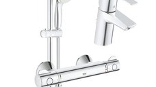 Pachet: Baterie cabina dus Grohe Grohtherm 800,set dus inclus-34565001+Baterie lavoar Grohe Eurosmart marimea S-33265002