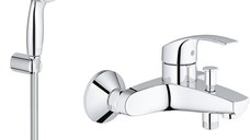 Pachet baterie cada/dus Grohe + set dus porter Grohe New Tempesta Duo, doua tipuri de jet, crom lucios (3330002,27799001)