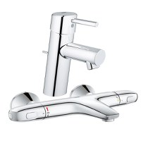 Pachet: Baterie Grohe cada/dus termostat Grohtherm 1000-34155003 + Baterie lavoar Grohe Concetto New -32204001 - 1