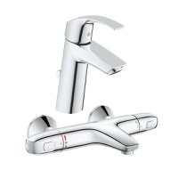 Pachet: Baterie Grohe cada/dus termostat Grohtherm 1000-34155003 + Baterie lavoar Grohe Eurosmart M size-23322001 - 1