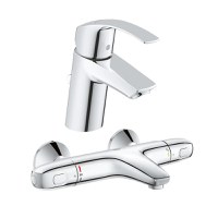 Pachet: Baterie Grohe cada/dus termostat Grohtherm 1000-34816003 + Baterie lavoar Grohe Eurosmart S size-33265002 - 1