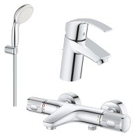 Pachet baterii baie cada,termostat Grohe Grohtherm 1000 Performance ,set dus porter, baterie lavoar Eurosmart S (34830000 ,33265002,27799001) - 1