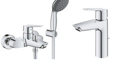 Pachet baterii baie Grohe Start, marimea M, set dus inclus, suport perete, crom-( 23413002 , 23455002 )