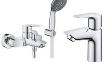 Pachet baterii baie Grohe Start, marimea S, set dus inclus, suport perete, crom-( 23413002 ,23550002  )