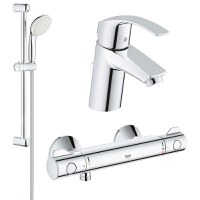 Pachet baterii baie lavoar, baterie cabina dus cu termostat Grohe (33265002,34558000,27853001) - 1