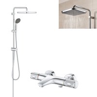 Pachet: Coloana dus Grohe  250,palarie patrata, baterie cada/dus Grohtherm 1000 Performance  (26698000, 34830000  ) - 1