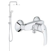 Pachet: Coloana dus Grohe New Tempesta 210,crom,montare pe perete, baterie cabina dus Eurosmart ( 26381001,33555003  ) - 1