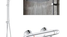 Pachet: Coloana dus Grohe Tempesta 250,palarie patrata, baterie cabina dus Grohtherm 1000 (26694000,34143003 )