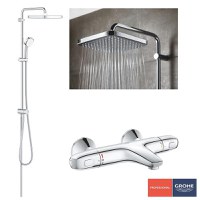 Pachet: Coloana dus Grohe Tempesta 250,palarie patrata, baterie cada/dus Grohtherm 1000 (26694000,34155003  ) - 1