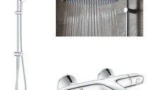 Pachet: Coloana dus Grohe Tempesta 250,palarie patrata, baterie cada/dus Grohtherm 1000 (26694000,34155003  )