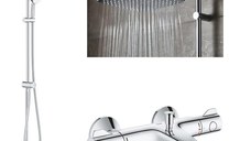 Pachet: Coloana dus Grohe Tempesta 250,palarie patrata, baterie cada/dus Grohtherm 800 (26694000,34567000)