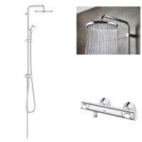 Pachet: Coloana dus Grohe Tempesta 250,palarie rotunda, baterie cabina dus Grohtherm 500 (26675000,34793000) - 1