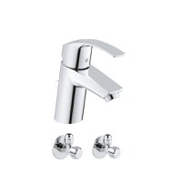 Pachet complet baterie lavoar Grohe Eurosmart S(33265002), + 2 robineti coltar izolare (22018000) - 1