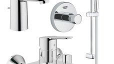 Pachet complet baterii baie Grohe Bau Edge marimea S(GRO11292701), agatatoare baie Essentials (40364001)