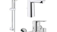 Pachet complet baterii baie inaltime medie Grohe Bau Edge ( 23758000,23334000,27853001)