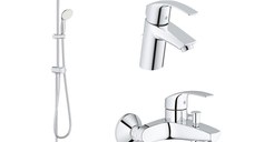 Pachet promo: Coloana dus (26381001), baterie cada/dus (33300002), baterie lavoar Grohe Eurosmart S (33265002)