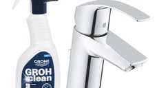 Pachet solutie curatat baterii baie si bucatarie Grohe, plus baterie lavoar Grohe Eurosmart, marimea S ( 48166000, 33265002)