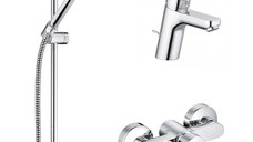 Set 3 in 1 Kludi Pure & Easy, cu baterie lavoar, baterie dus, set dus - 378450565