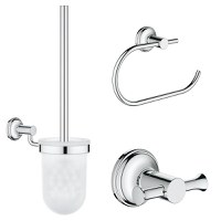 Set accesorii baie Grohe Authentic City 3 in 1, perie WC cu suport, suport hartie igienica, cuier prosop, fixare ascunsa, crom-(40656001,40658001,40657001) - 1