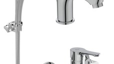 Set baterii 3in1 Ideal Standard Alpha include baterie lavoar, baterie cada si set de dus Ideal Stream- BD004AA