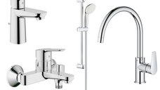Set baterii baie si bucatarie Grohe Bauedge bara(GRO112927,31367001)
