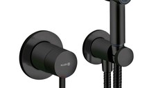 Set dus igiena intima Kludi Bozz, agatatoare para furtun si baterie, negru mat - 389983976